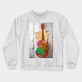 Love Peace Guitar Hanging On Wall Crewneck Sweatshirt